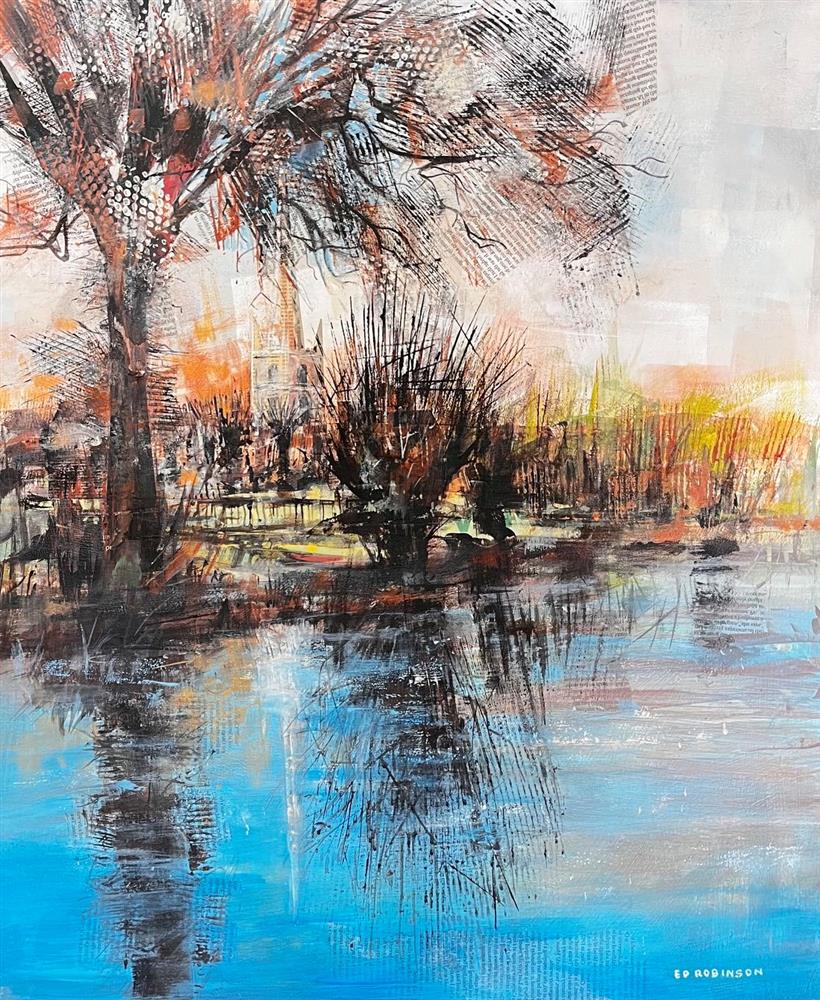 Ed Robinson - 'Burford Church By The River Windrush '  - Framed Original Artwork