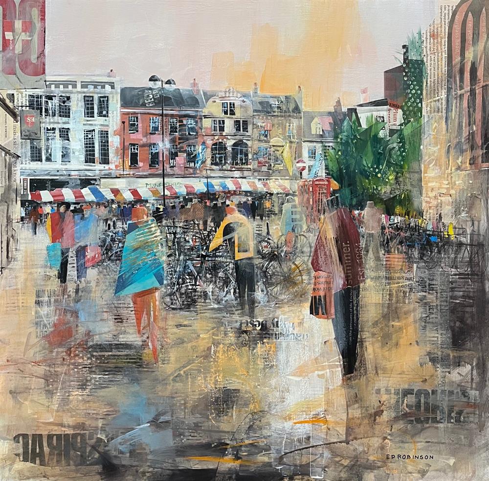 Ed Robinson - 'Cambridge Market'  - Framed Original Artwork