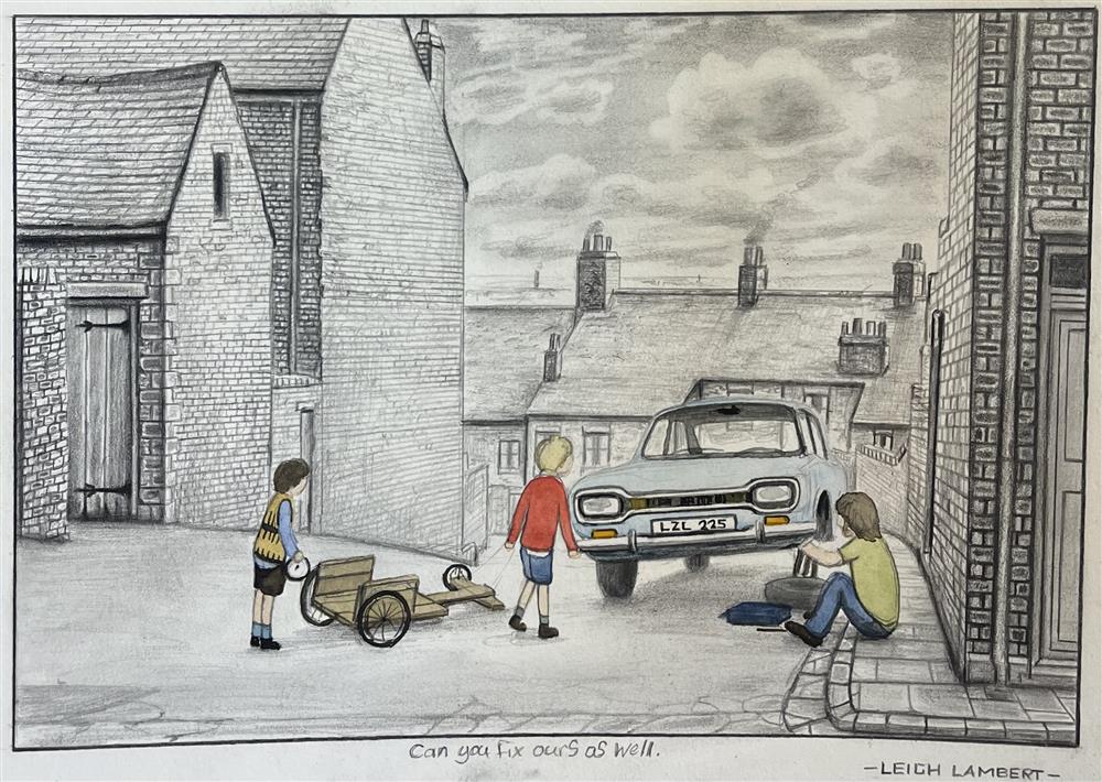 Leigh Lambert - 'Can You Fix Ours As Well'  - Framed Original Sketch