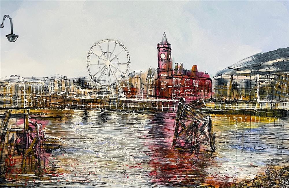 Nigel Cooke - 'Cardiff Reflections'  - Framed Original Artwork