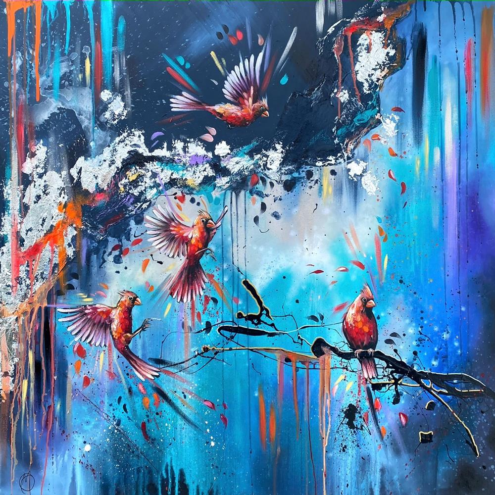 Mellisuga- 'Cardinal Commotion' - Framed Original Artwork
