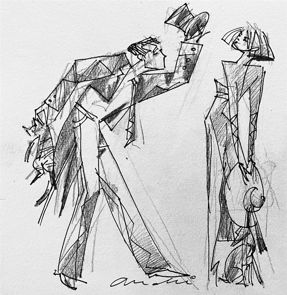 Andrei Protsouk - Cat In The Bag - Study' - Framed Original Art