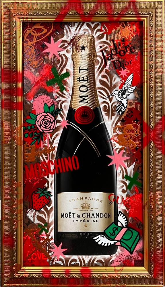 Hue Folk - 'Champagne Love' - Framed Original Art