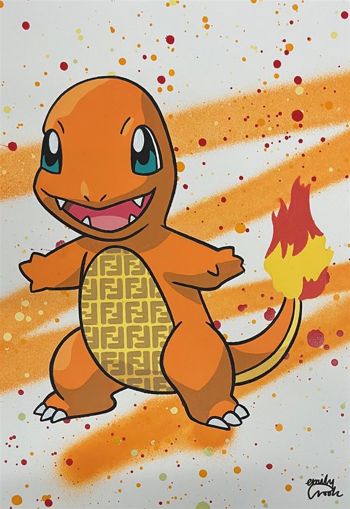 Emily Crook - 'Charmander - Study' - Framed Original Art