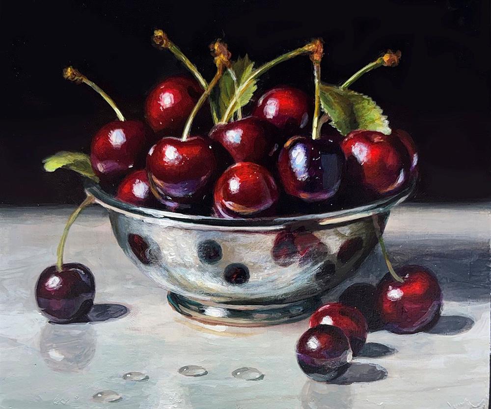 Tony Owens - 'Cherries And Bowl' - Framed Original Artwork