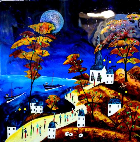 Christopher Bell - 'Night Time Stroll'- Unique Glass Resin - Framed Original Artwork