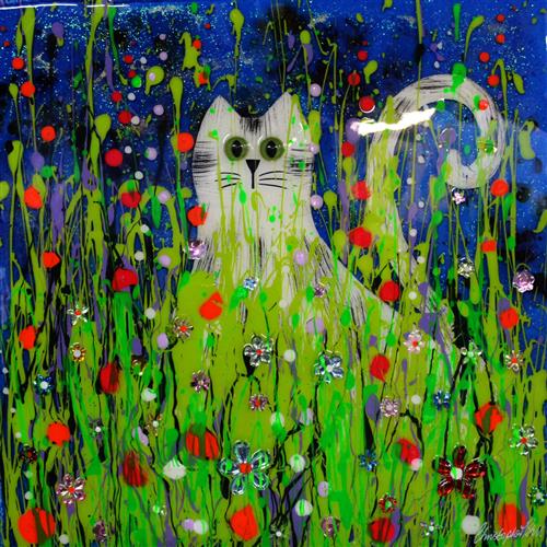 Christopher Bell - 'Cat II' - Unique Glass Resin - Framed Original Artwork