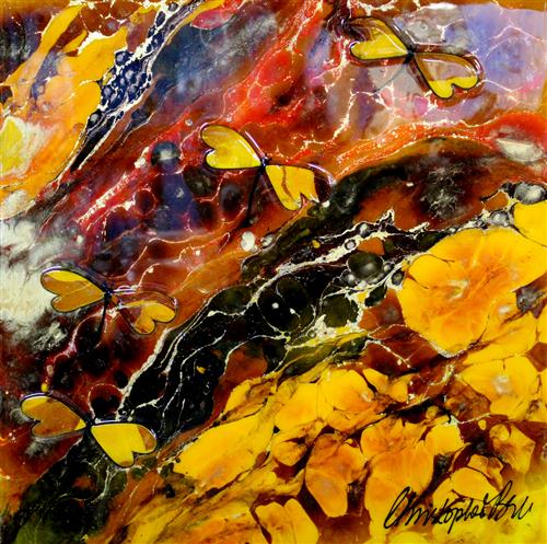 Christopher Bell - 'Abstract Layer'- Unique Glass Resin - Framed Original Artwork