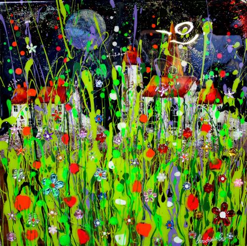 Christopher Bell - 'Floral Houses'- Unique Glass Resin - Framed Original Artwork