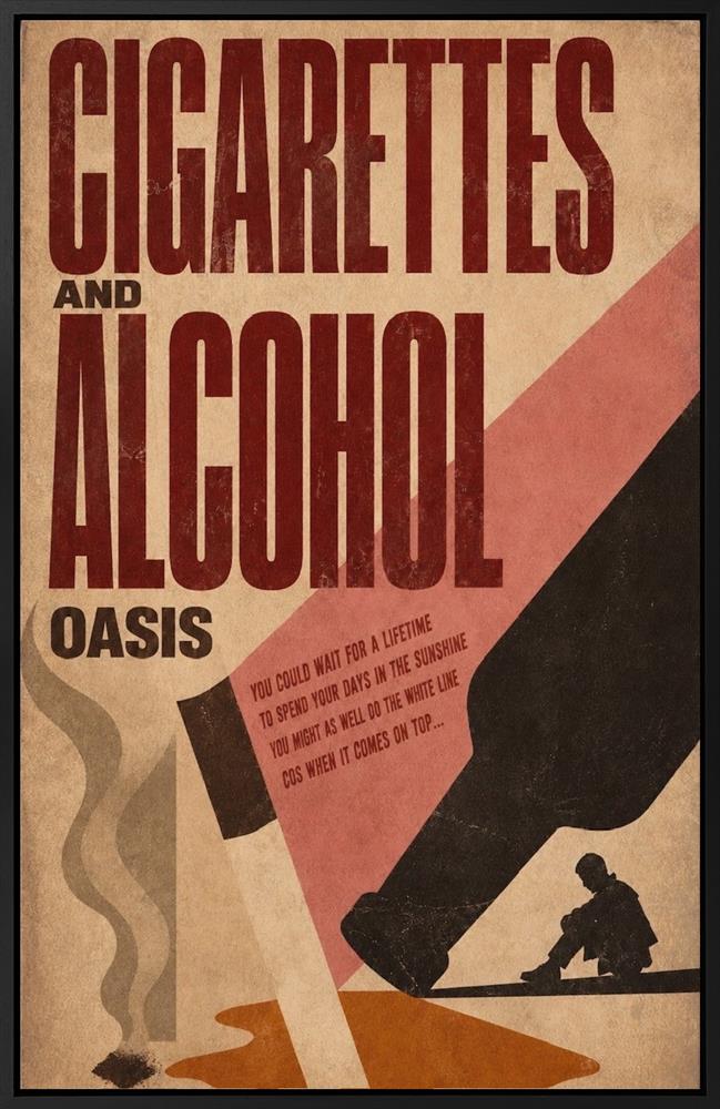 Linda Charles - 'Cigarettes And Alcohol - ReSouled Canvas' - Framed Original Artwork