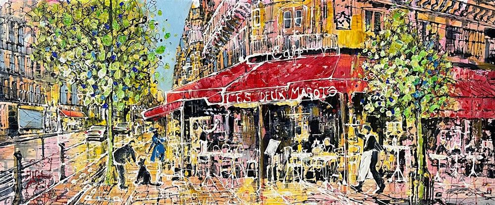 Nigel Cooke - 'Coffee Life In The Parisan Streets' - Framed Original Artwork