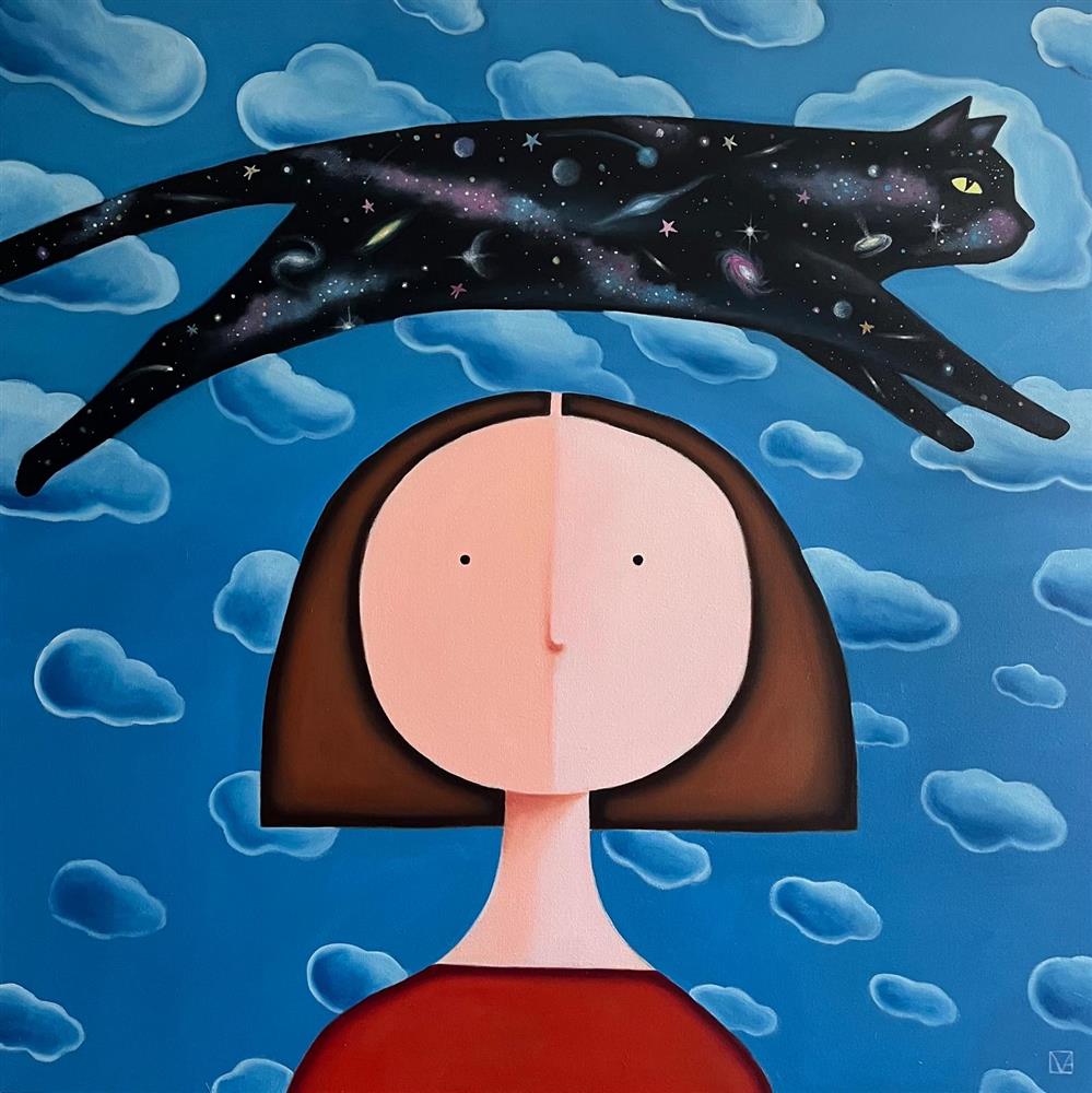 Michael Abrams - 'Cosmic Cat' - Framed Original Artwork