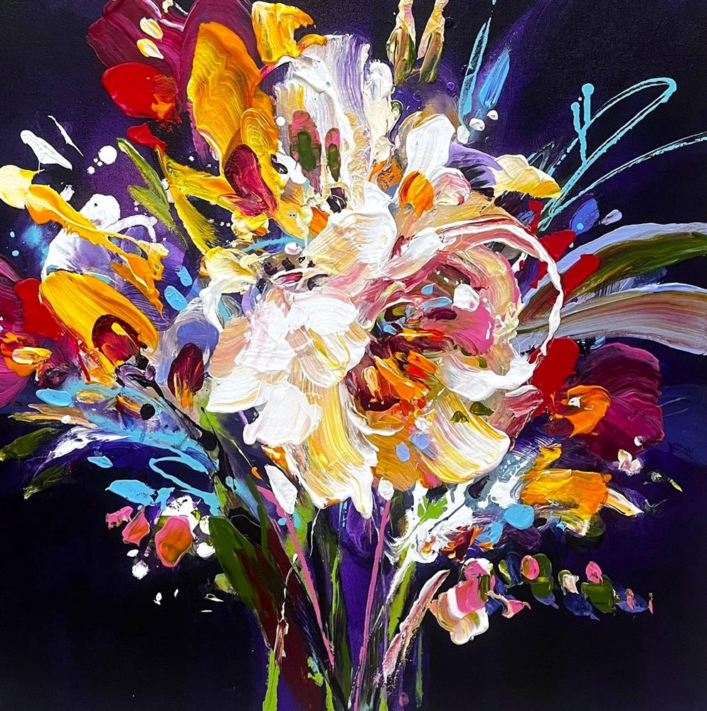 Anna Cher - 'Crimson Blossom Dreams' - Framed Original Artwork