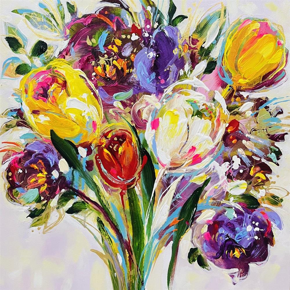 Anna Cher - 'Dancing Bloom II' - Framed Original Artwork