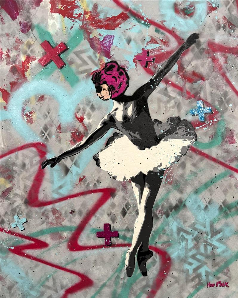 Hue Folk - 'Ballet Bear I' - Framed Original Art