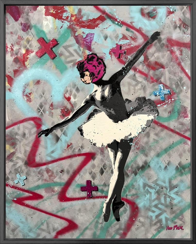 Hue Folk - 'Ballet Bear I' - Framed Original Art