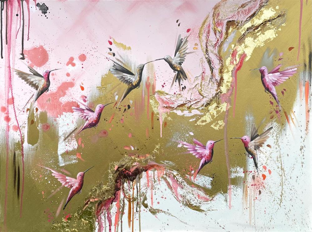 Mellisuga- 'Dancing Pink Sapphires' - Framed Original Artwork