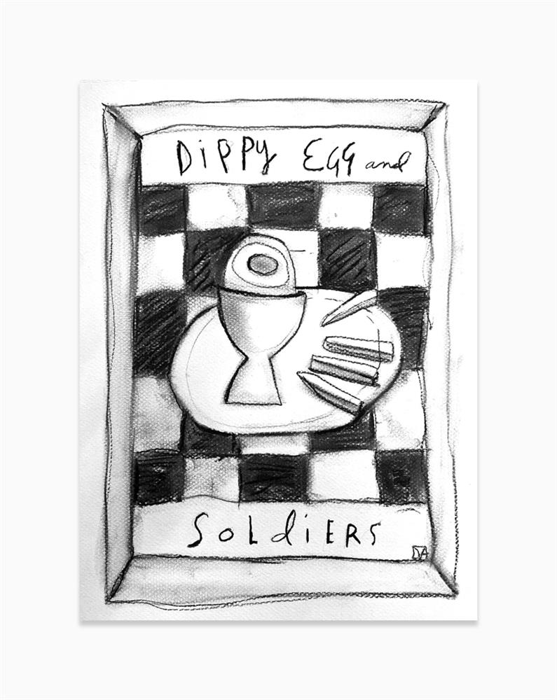 Michael Abrams - 'Dippy Eggs And Soldiers - Charcoal Study' - Framed Original Art