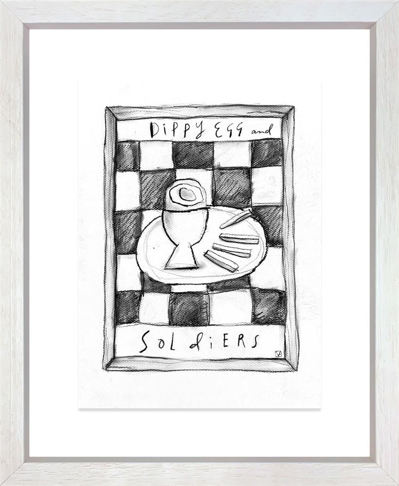 Michael Abrams - 'Dippy Eggs And Soldiers - Charcoal Study' - Framed Original Art