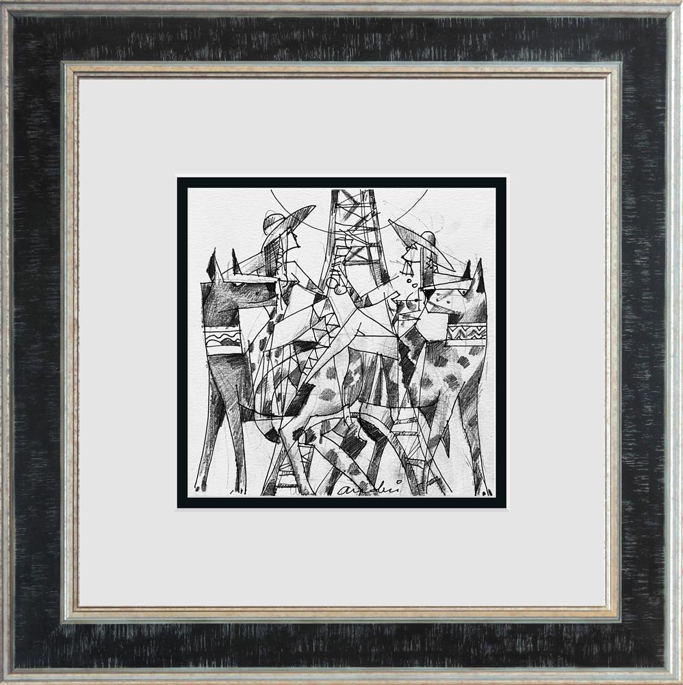 Andrei Protsouk - 'Dog Lovers - Study' - Framed Original Art