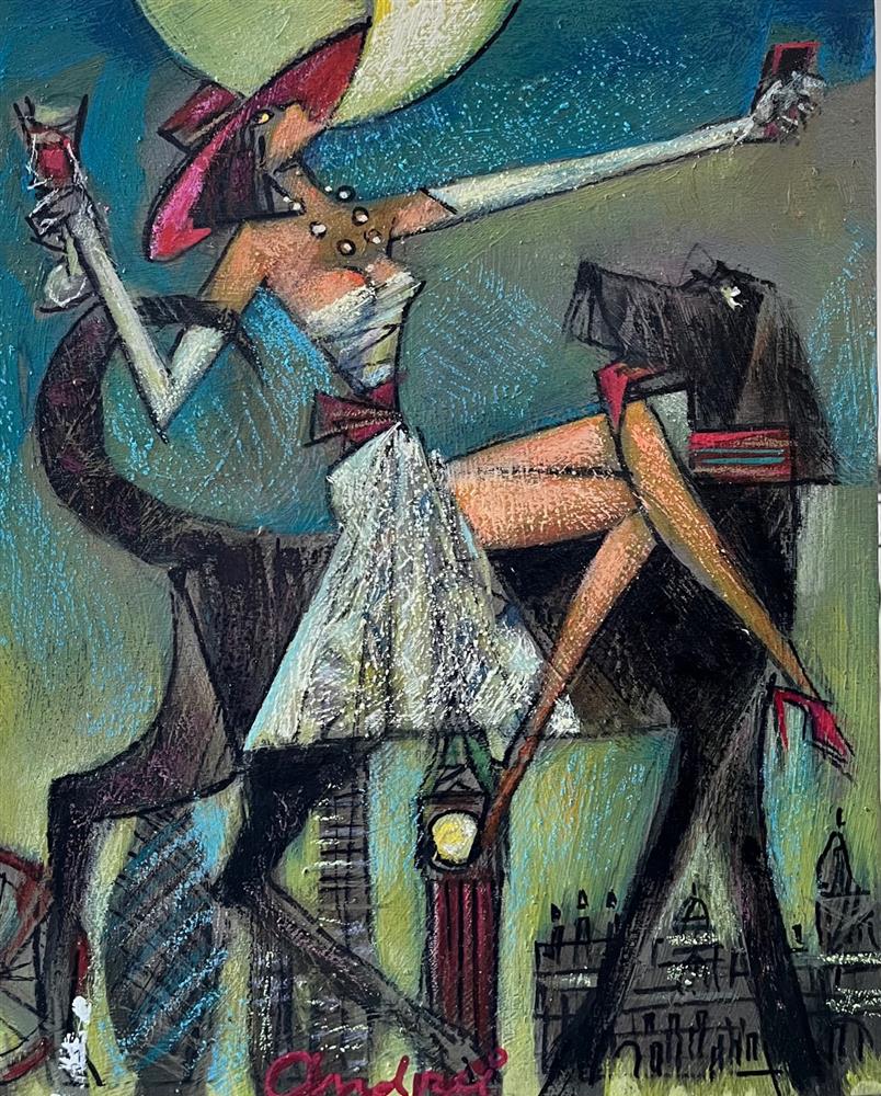 Andrei Protsouk - 'Dog Walker' - Framed Original Art