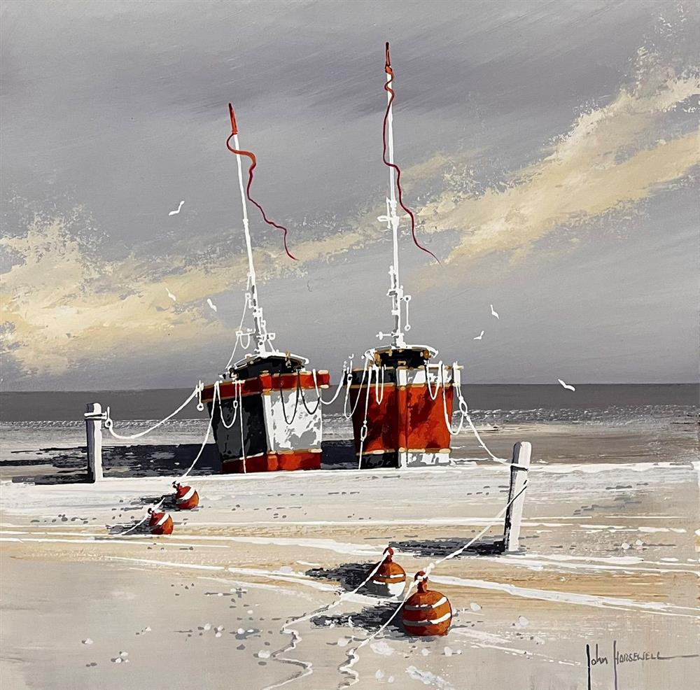 John Horsewell - 'Driftwood And Oars' - Framed Original Artwork