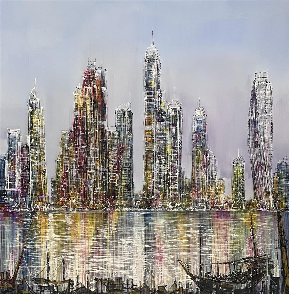 Nigel Cooke - 'Dubai Skyline'  - Framed Original Artwork