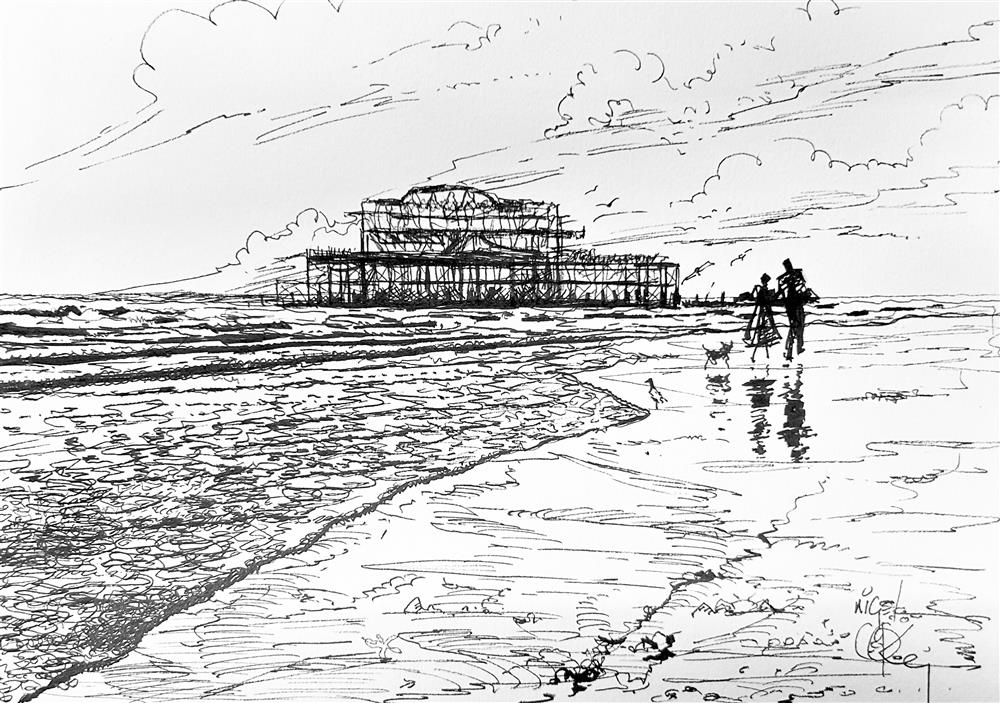 Nigel Cooke - 'Echoes Of West Pier - Study' - Framed Original Artwork