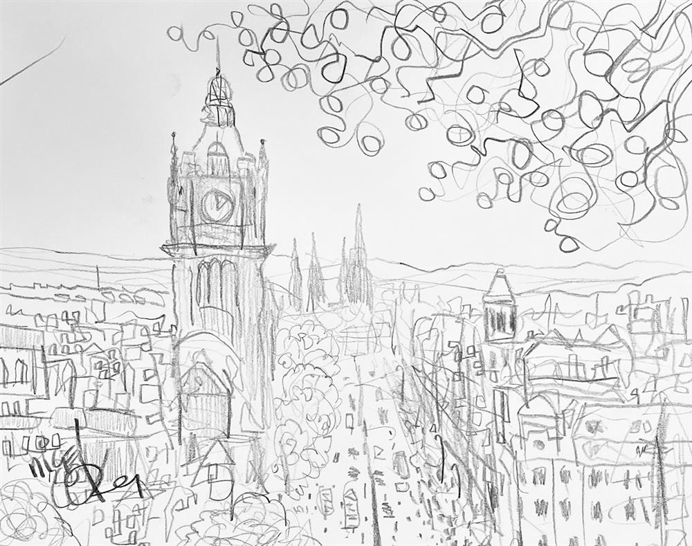 Nigel Cooke - 'Edinburgh's Last Light' - Framed Original Study