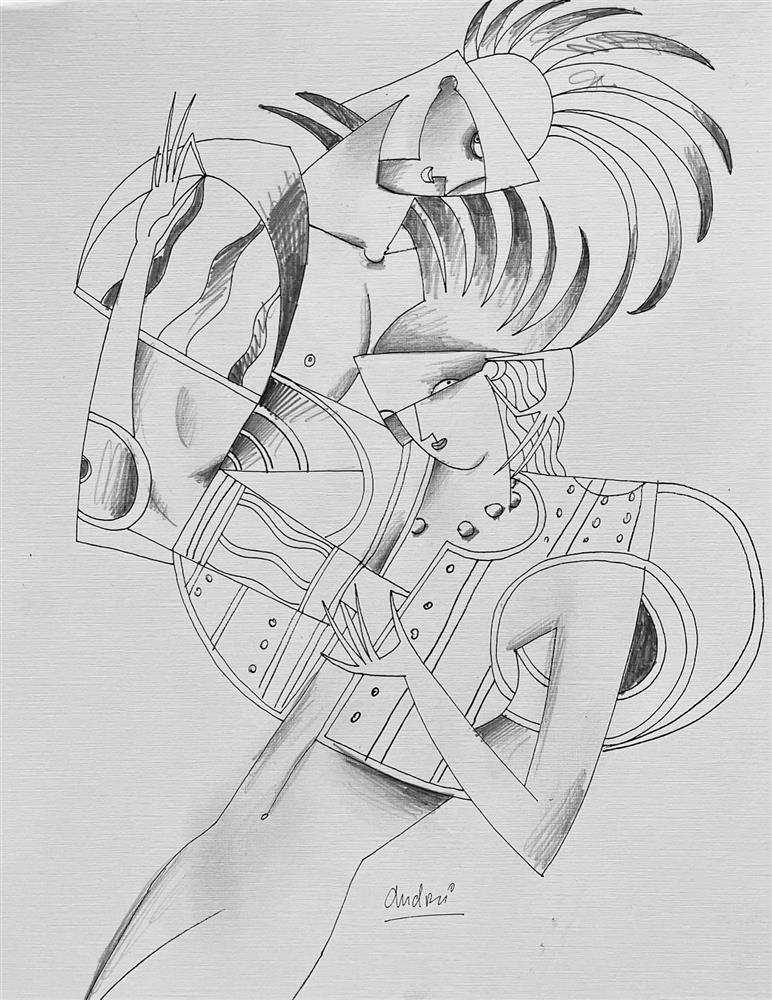 Andrei Protsouk - 'Fancy Dress Party - Line Study' - Framed Original Artwork