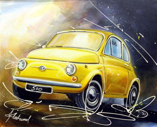 Fleetwood - 'Fiat 500 Yellow' - Framed Original Art