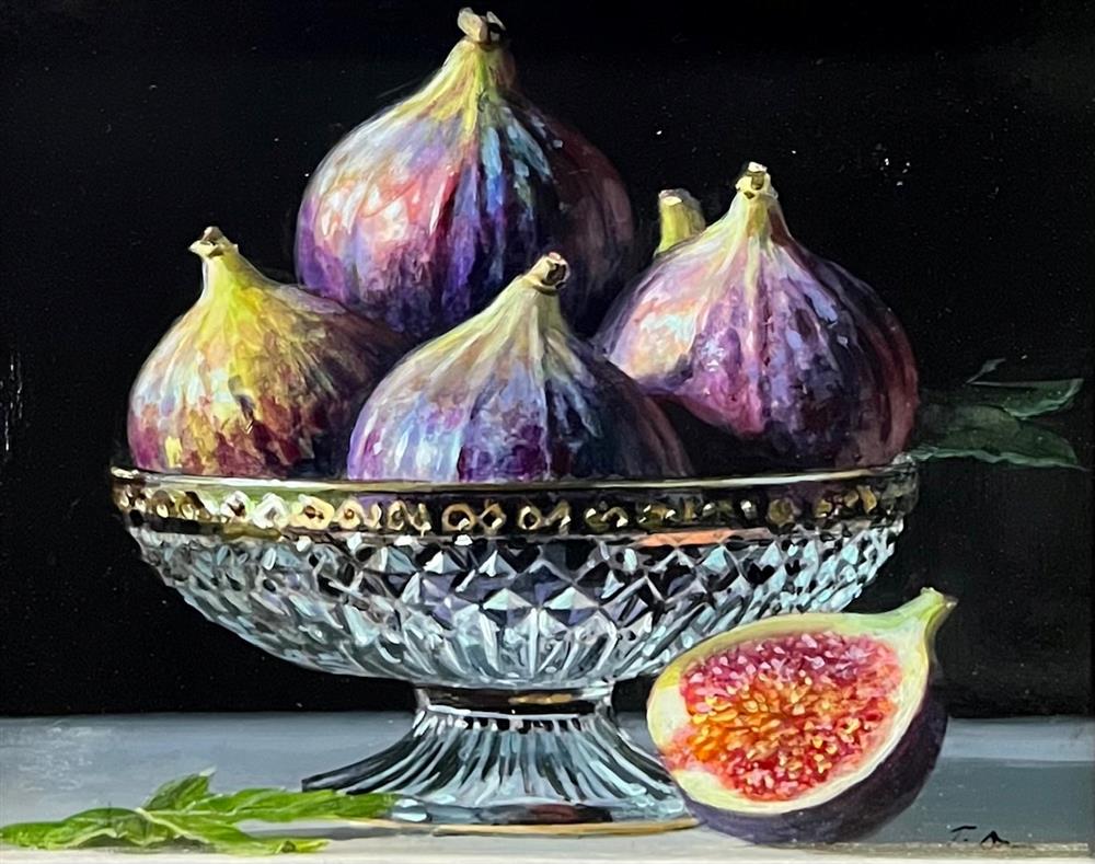 Tony Owens - 'Figs In A Glass Bowl' - Framed Original Artwork