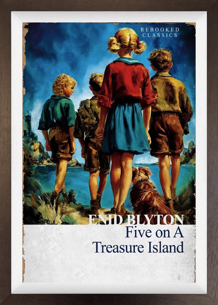 Linda Charles - 'Five On A Treasure Island - Rebooked' - Framed Original Artwork