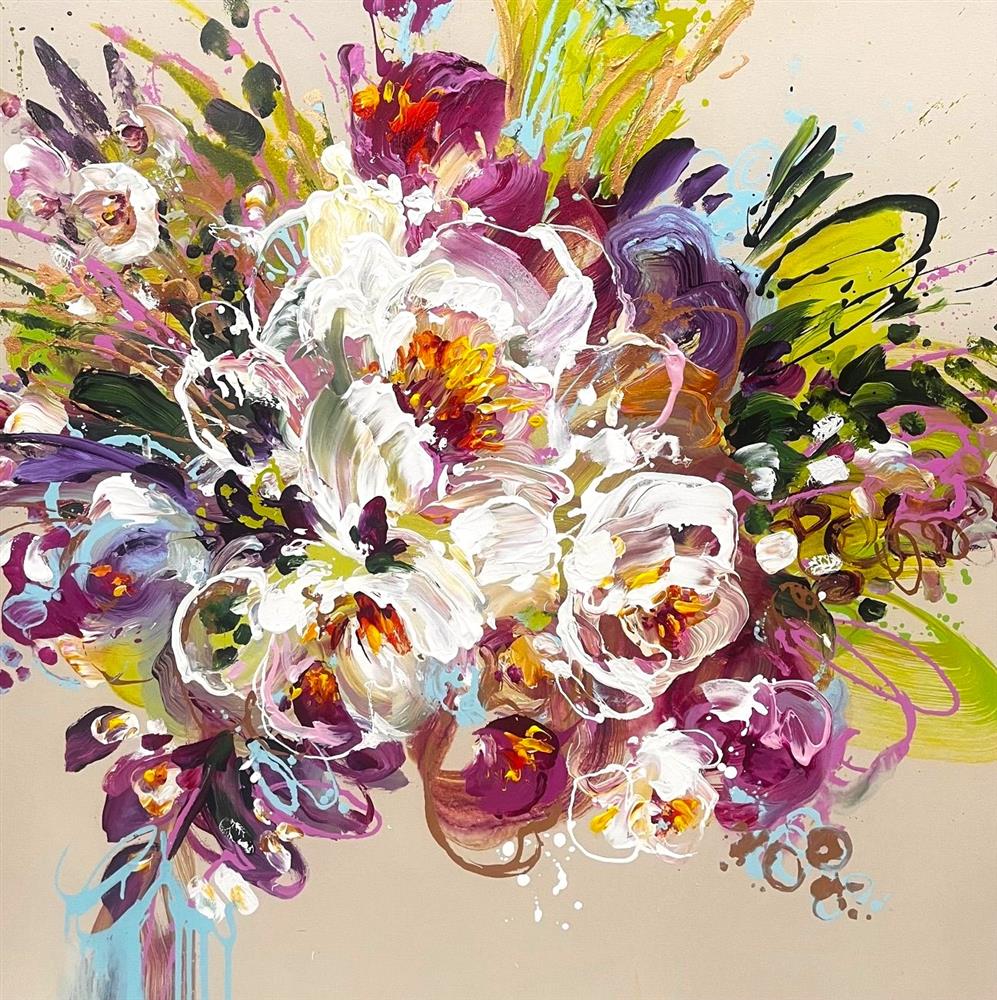Anna Cher - 'Floral Tapestry' - Framed Original Artwork