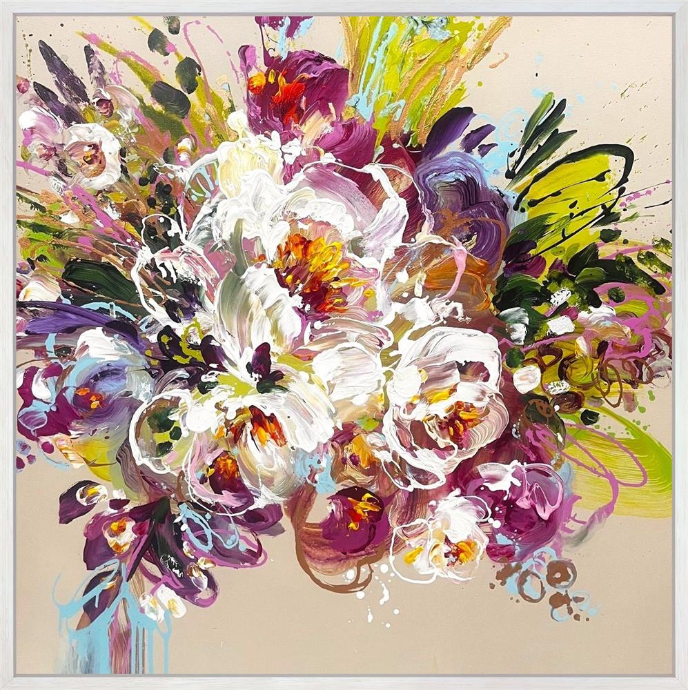 Anna Cher - 'Floral Tapestry' - Framed Original Artwork