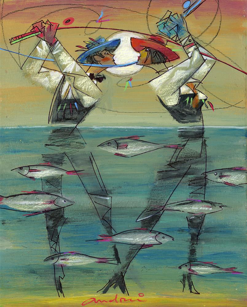 Andrei Protsouk - 'Flying Fish' - Framed Original Art