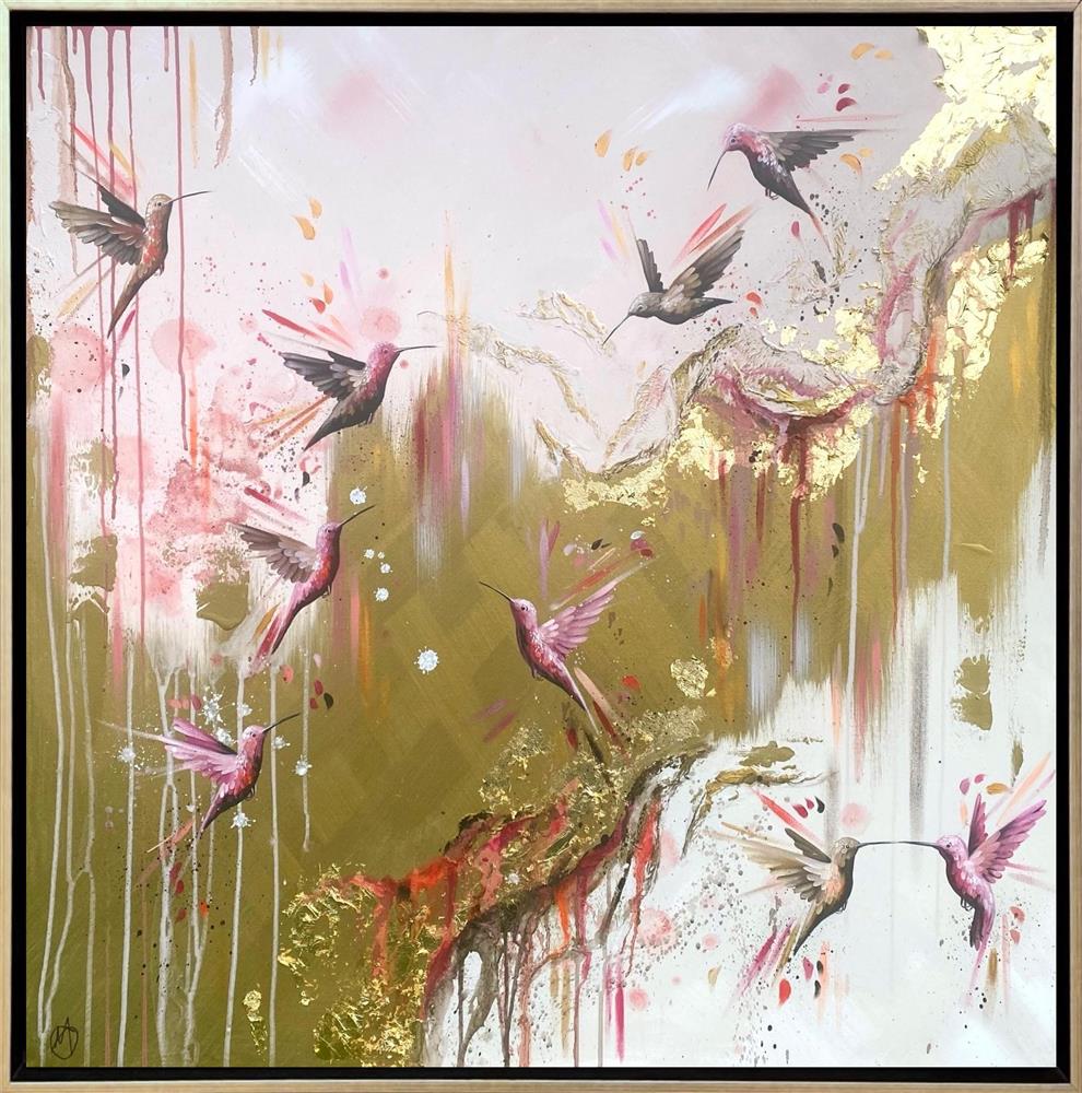 Mellisuga- 'Flying Pink Sapphires' - Framed Original Artwork