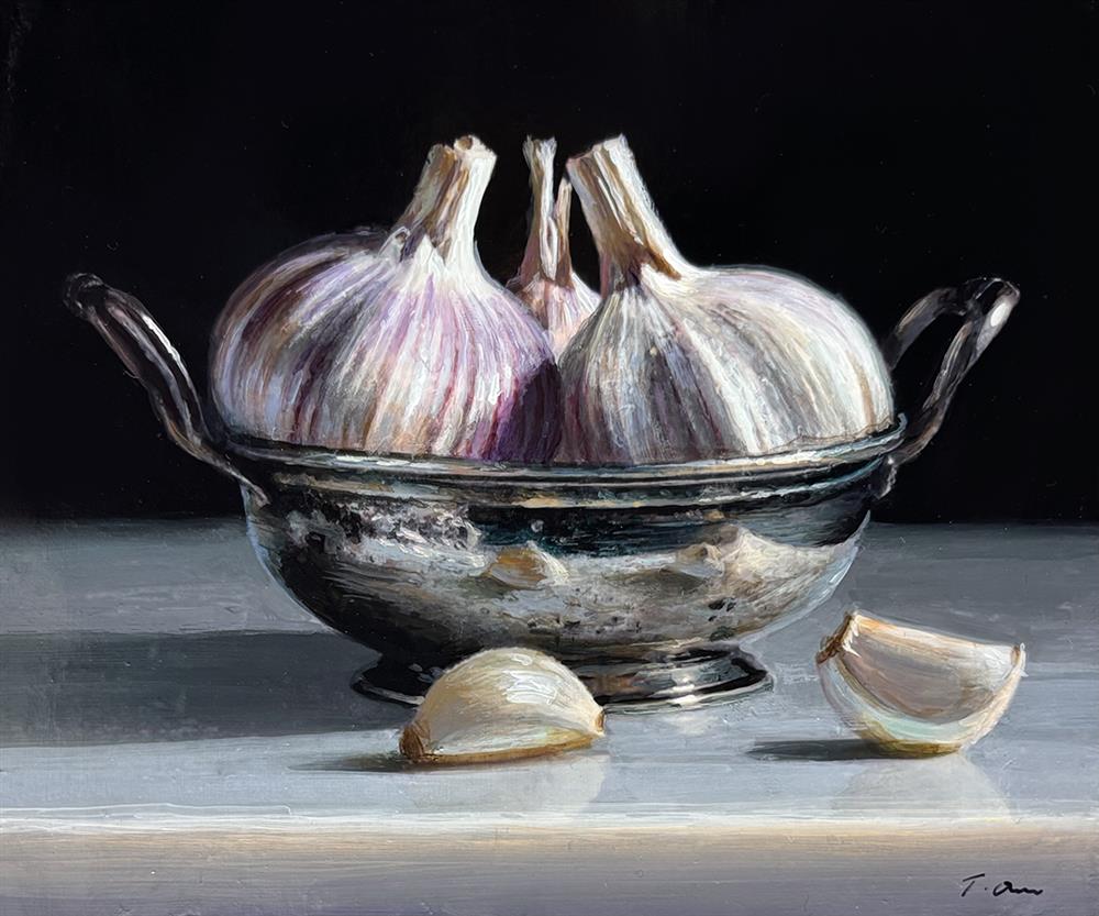 Tony Owens - 'Garlic In Silver Bowl' - Framed Original Artwork
