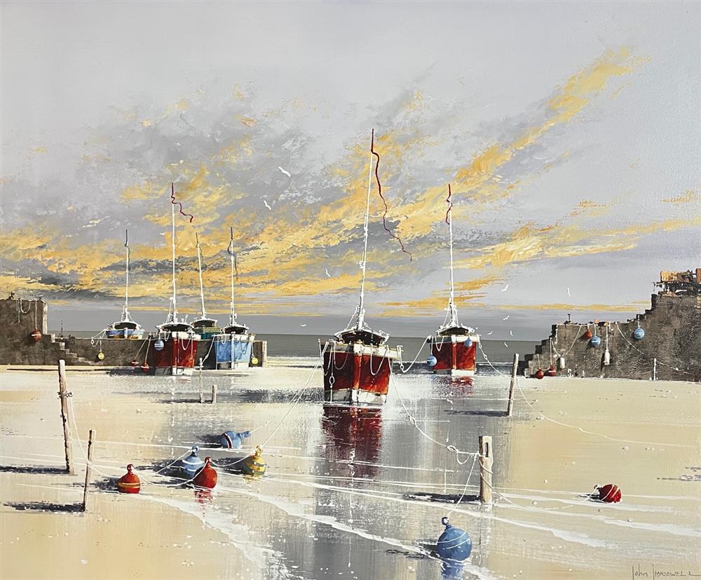 John Horsewell - 'Golden Hour At The Harbour' - Framed Original Artwork