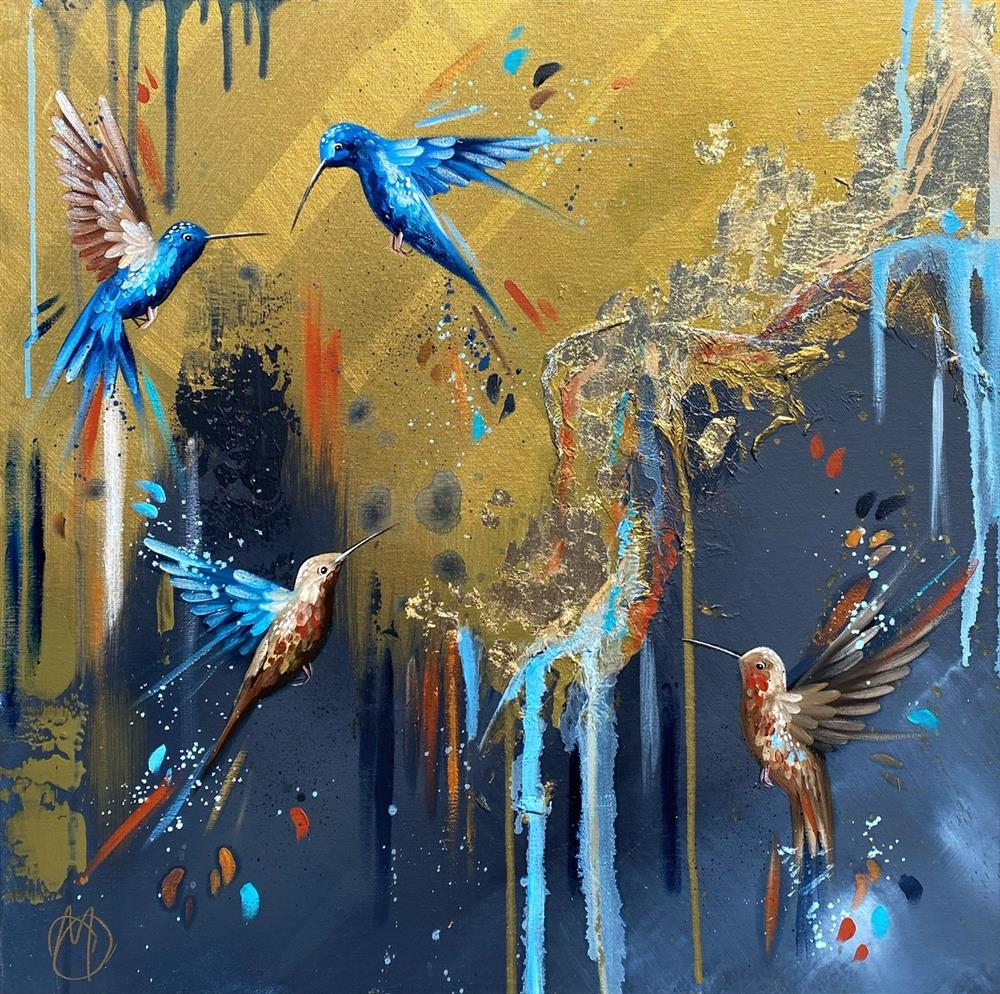 Mellisuga- 'Golden Sapphires I' - Framed Original Artwork