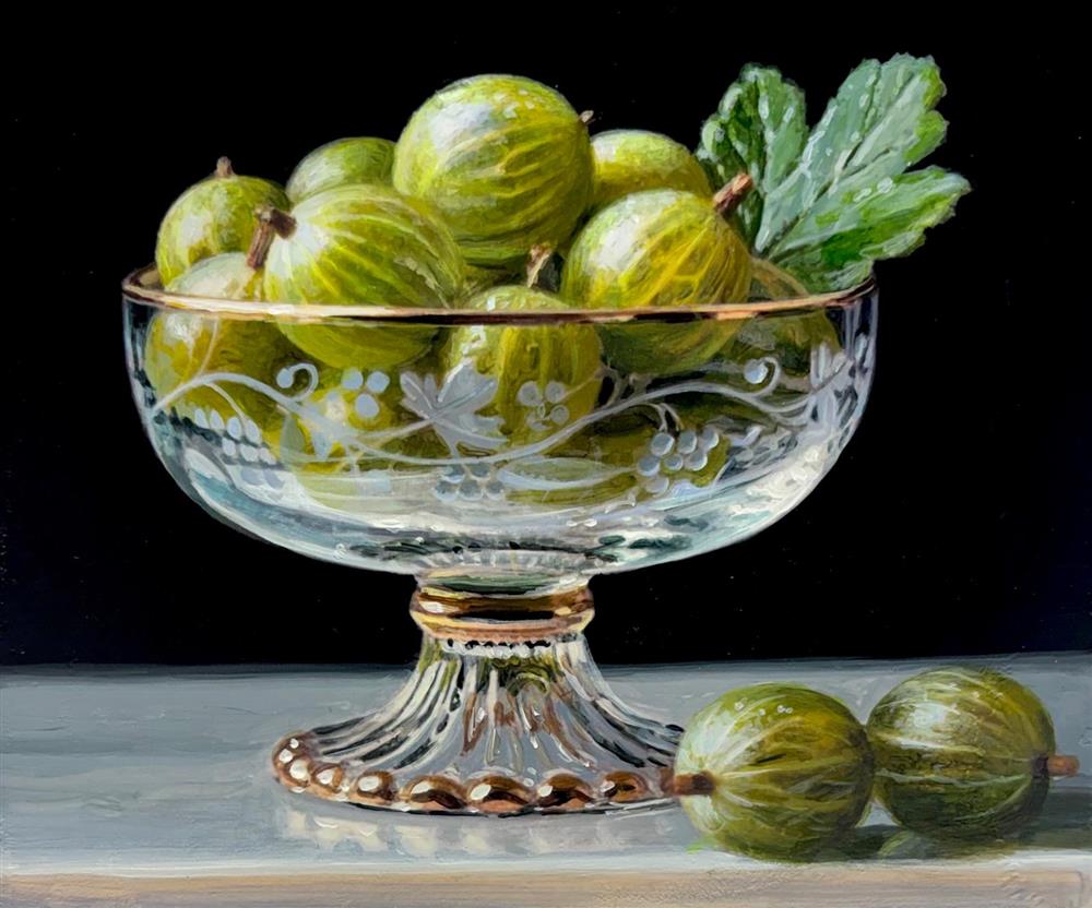 Tony Owens - 'Gooseberries In Glass Bowl' - Framed Original Artwork