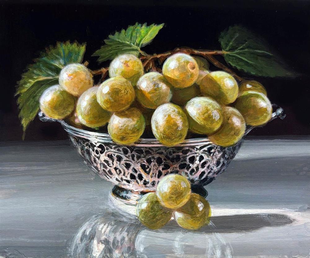 Tony Owens - 'Green Grapes And Silver Bowl' - Framed Original Artwork
