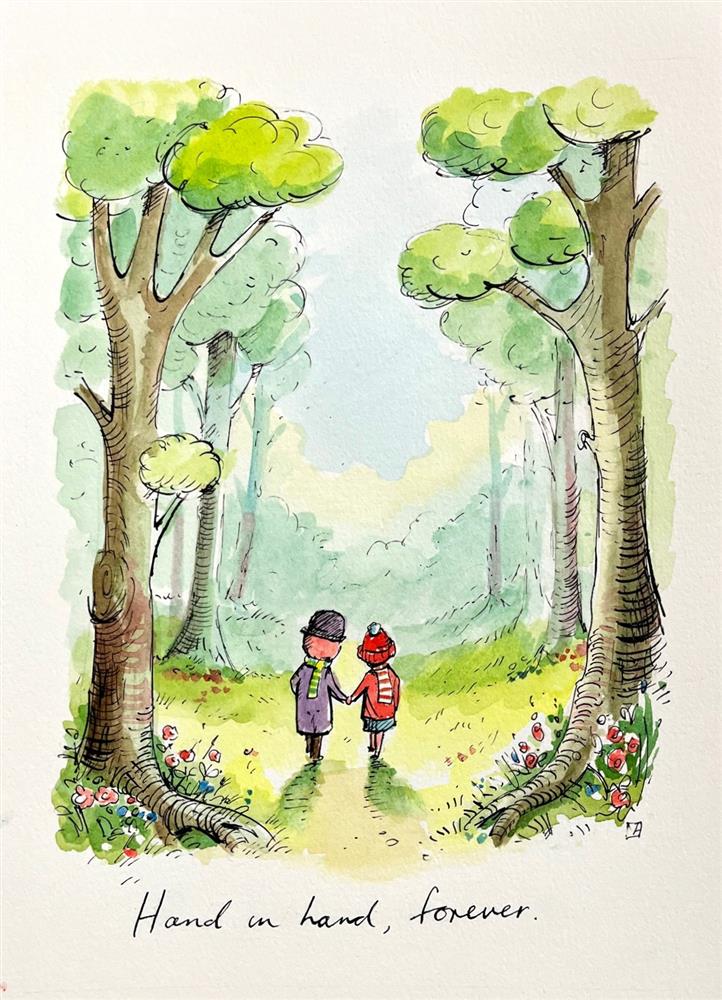 Michael Abrams - 'Hand In Hand Forever' - Sketch - Framed Original Artwork