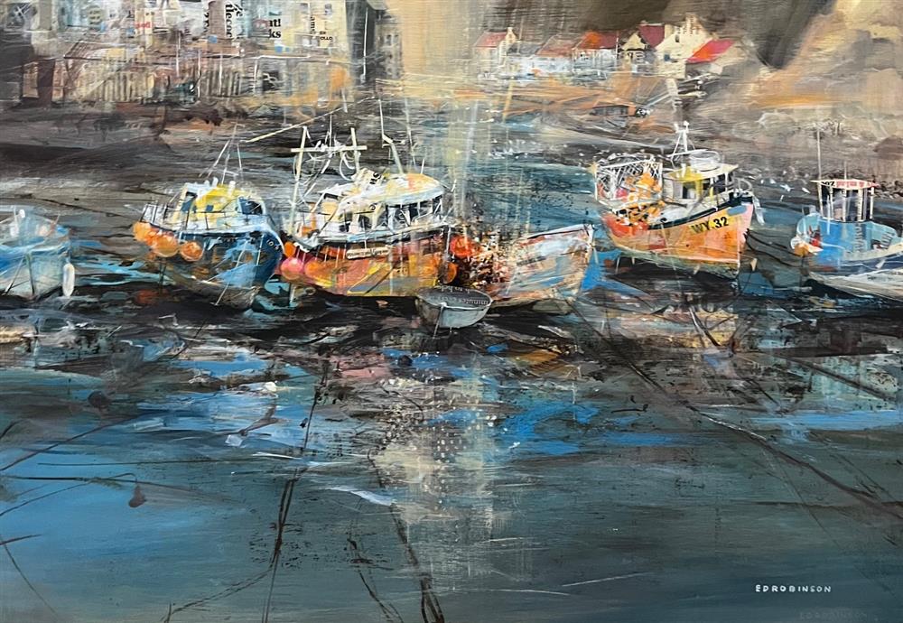 Ed Robinson - 'Harbour Life'  - Framed Original Artwork