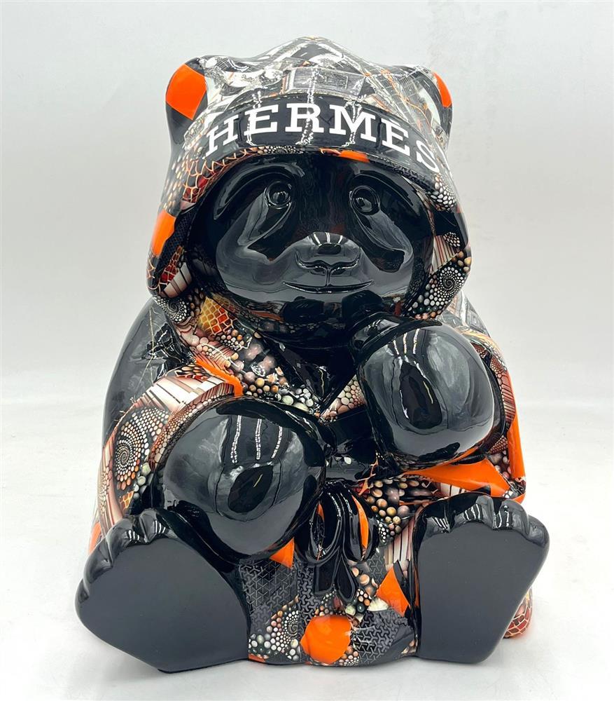Naor - 'Hermes Boxing Panda (Orange) III' -  Original Sculpture