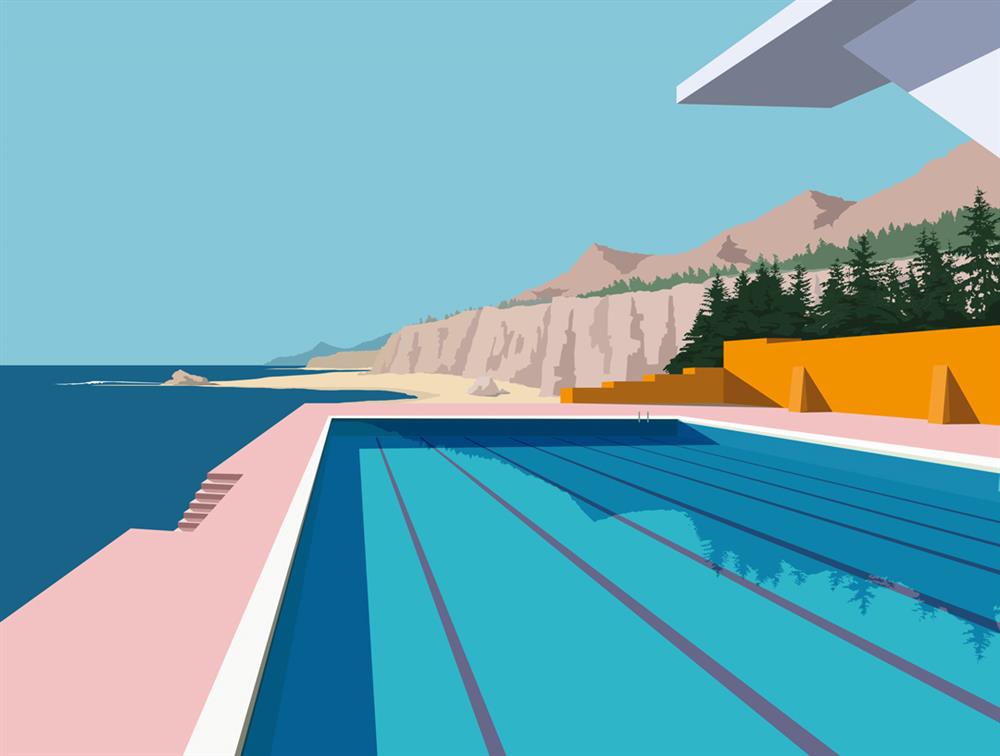 Oshe- 'High Board, High Tide - Miniature' - Framed Limited Edition