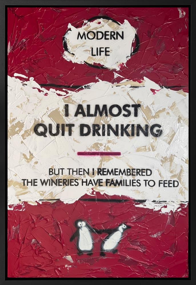Hue Folk - 'I Almost Stopped Drinking' - Framed Original Artwork