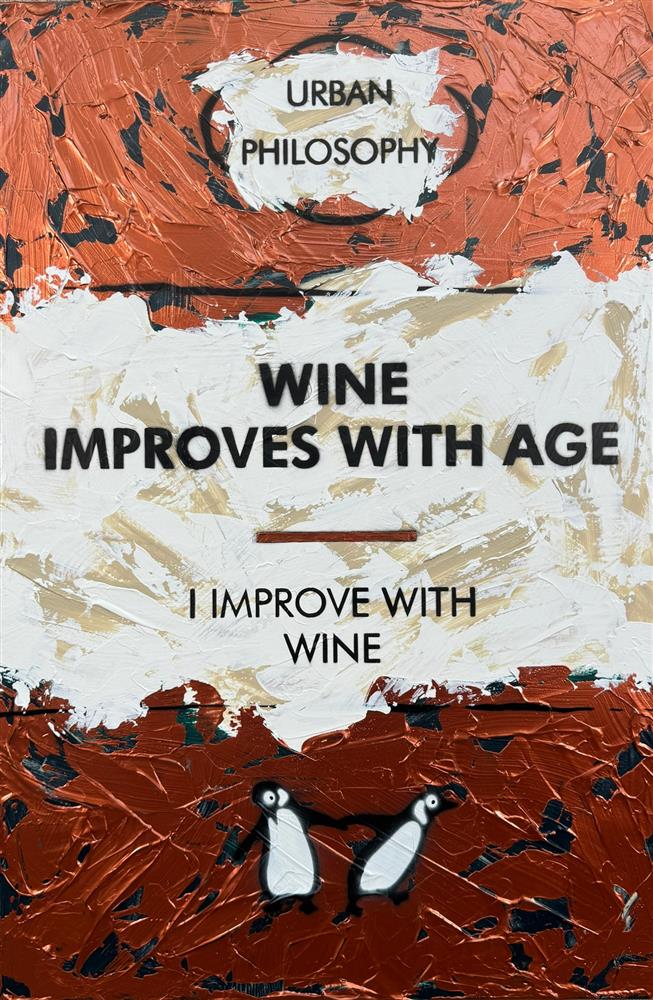 Hue Folk - 'I Improve With Wine' - Framed Original Art