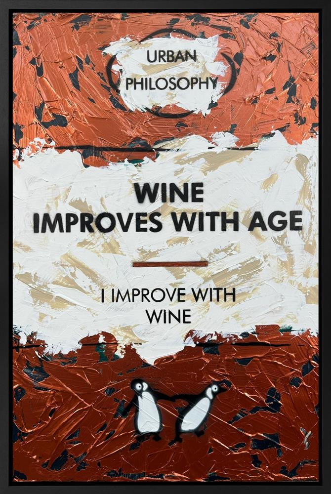 Hue Folk - 'I Improve With Wine' - Framed Original Art