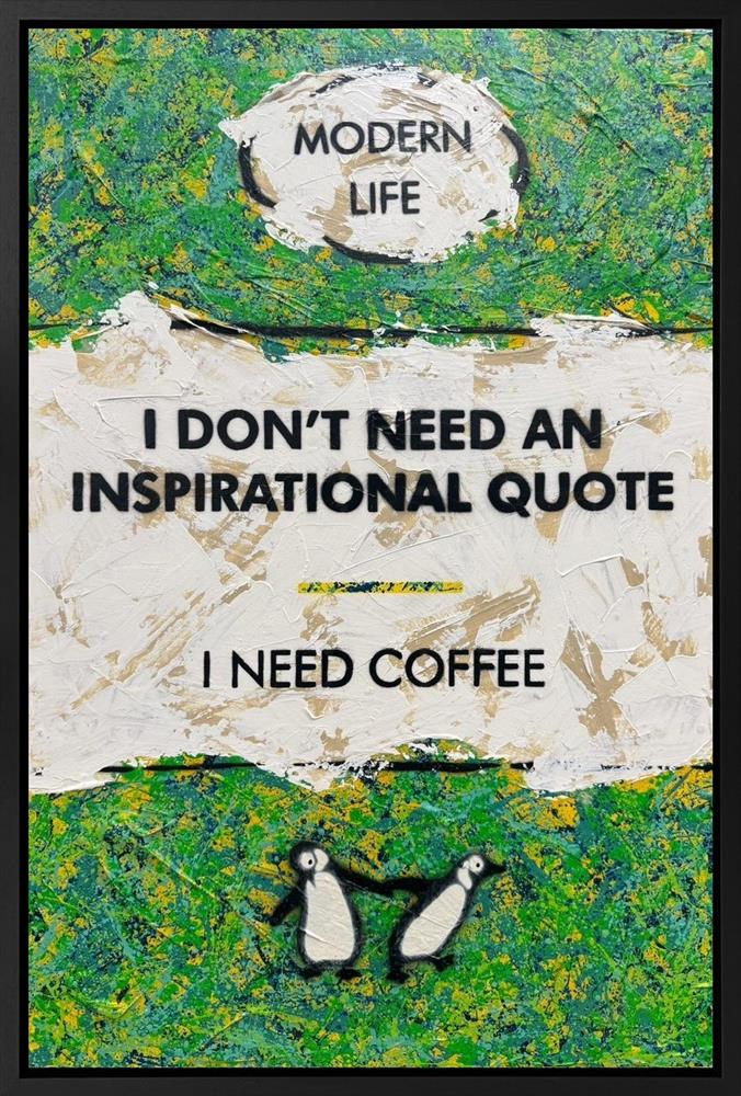 Hue Folk - 'I Need Coffee' - Framed Original Artwork